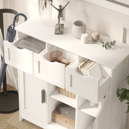 White Storage Cabinet with Drawers & Shelves