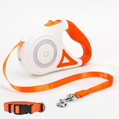 Retractable Dog Leash with LED Light & Collar